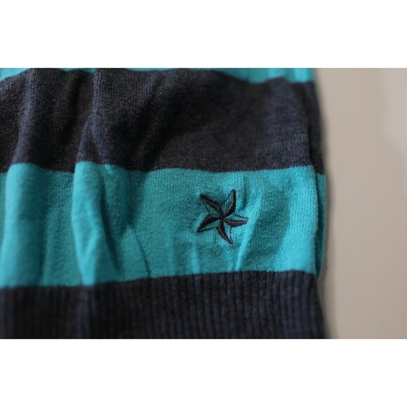 PacSun Nollie Y2K Teal/Grey Striped V-Neck Pullover Cashmere Blend Sweater Large - Picture 4 of 9